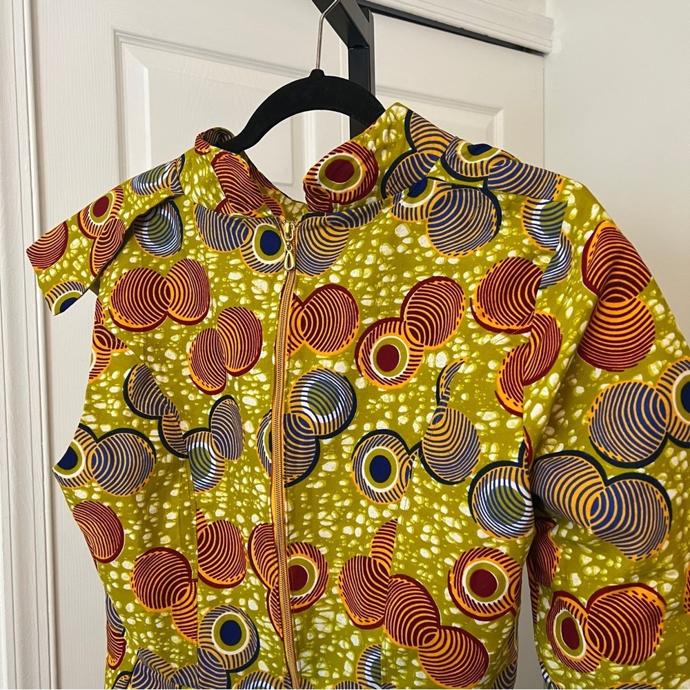 Custom African Ankara Peplum Top with Ruffle - One Sleeve - Picture 4 of 7